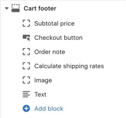 Cart footer blocks list
